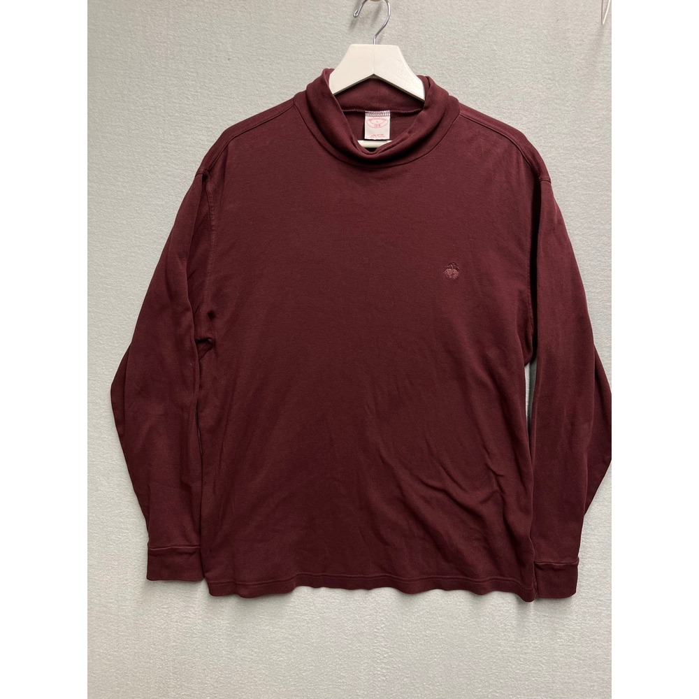 Brooks Brothers 1818 Mens L Burgundy 100% Cotton Turtleneck Long Sleeve Shirt